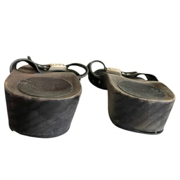 CHANEL Interlocking CC Logo Suede Slide Wood Clog Mule sandals 38 Black - Picture 5 of 8